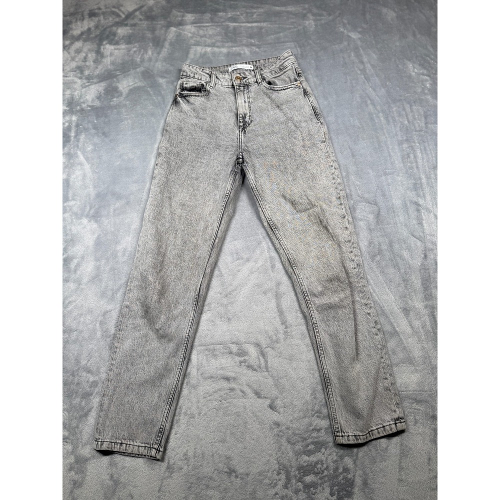 Zara Jeans Womens 2 Gray Denim Dark Wash Streetwear Casual Mid Rise Straight Leg